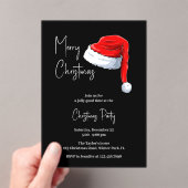 Modern zwart-wit kerstmuts kerstfeest acryl uitnodigingen (Insitu (Draagbaar))