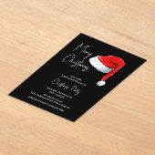 Modern zwart-wit kerstmuts kerstfeest acryl uitnodigingen (Laagn)