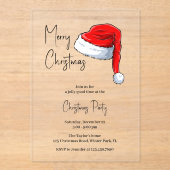 Modern zwart-wit kerstmuts kerstfeest acryl uitnodigingen