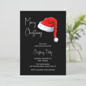 Modern zwart-wit kerstmuts kerstfeest kaart (Staand voorkant)
