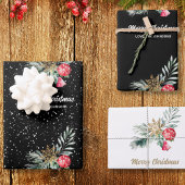 Modern zwart-wit kerstscriptset inpakpapier vel