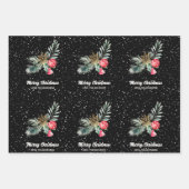 Modern zwart-wit kerstscriptset inpakpapier vel (Voorkant)