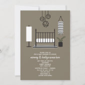 Modern zwart-wit kinderdagverblijf Baby shower Kaart (Voorkant)