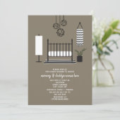 Modern zwart-wit kinderdagverblijf Baby shower Kaart (Staand voorkant)