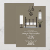 Modern zwart-wit kinderdagverblijf Baby shower Kaart (Voorkant / Achterkant)