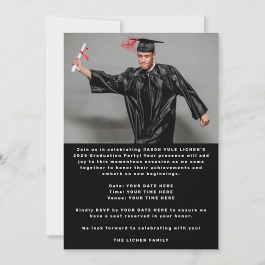 MODERN ZWART-WIT | Klasse van 2024 AFSTUDEERDER PA Kaart (Achterkant)