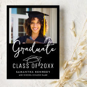 Modern zwart-wit klasse van 2025 Afstudeerder Pet Aankondiging