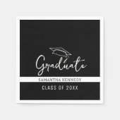 Modern zwart-wit klasse van 2025 Afstudeerders Pet Servet (Voorkant)