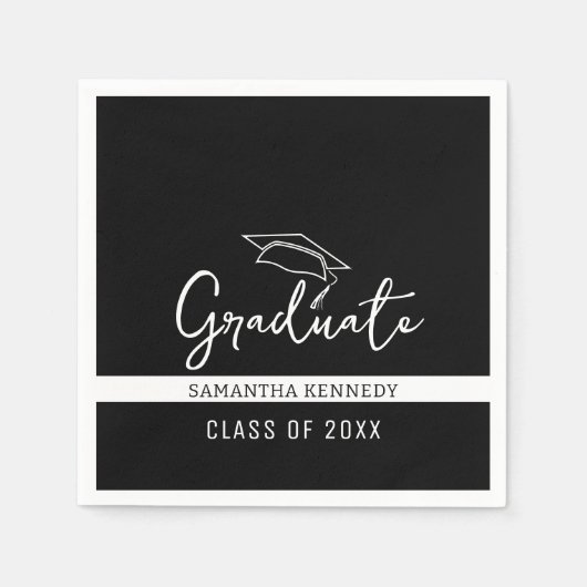Modern zwart-wit klasse van 2025 Afstudeerders Pet Servet (Voorkant)