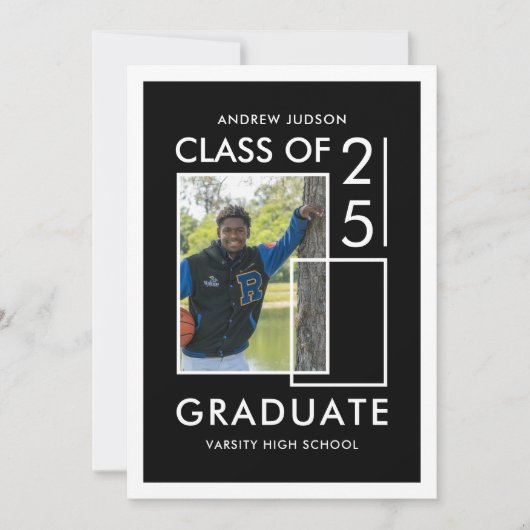 Modern zwart-wit klasse van 25 foto Afstudeerder p Kaart (Voorkant)