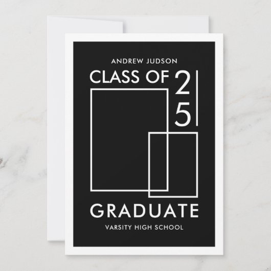 Modern zwart-wit klasse van 25 foto Afstuderen Aankondiging (Voorkant)
