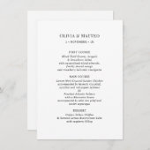 Modern Zwart Wit Klassiek Receptie Menu (Voorkant / Achterkant)
