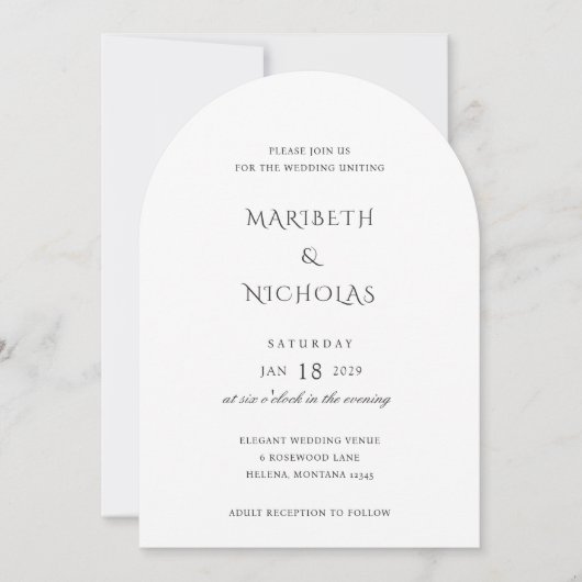 Modern zwart-wit klassiekers bruiloft kaart (Voorkant)