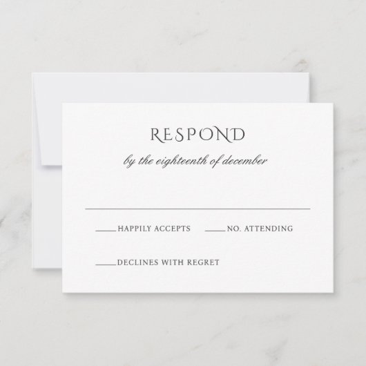 Modern zwart-wit klassiekers bruiloft RSVP kaartje (Voorkant)