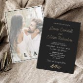 Modern zwart-wit klassiekers bruiloft uitnodiging