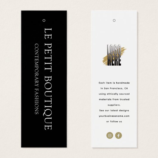 Modern Zwart Wit Kleding Store Hang Label Mini Visitekaartjes (Voorkant /achterkant)