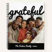 Modern Zwart Wit Kleurenblok Grateful Foto Notitieboek (Voorkant)