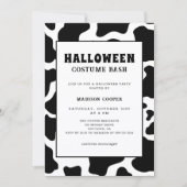 Modern zwart-wit Koe Print Kostuum Halloween Kaart (Voorkant)
