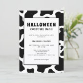 Modern zwart-wit Koe Print Kostuum Halloween Kaart (Staand voorkant)