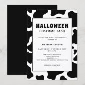 Modern zwart-wit Koe Print Kostuum Halloween Kaart (Voorkant / Achterkant)