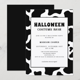 Modern zwart-wit Koe Print Kostuum Halloween Kaart