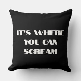 Modern zwart-wit koel en grappig schreeuwen kussen