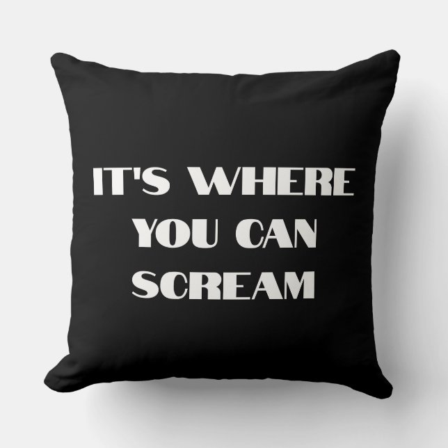Modern zwart-wit koel en grappig schreeuwen kussen (Voorkant)