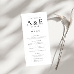 Modern zwart-wit koppels Monogram bruiloft Menu<br><div class="desc">Houd uw receptie elegant en samenhangend met dit moderne zwart-wit huwelijksmenu. Met een minimalistische lay-out en een gedurfd koppelmonogram voegt dit ontwerp een verfijnde touch toe aan elke plaatsinstelling. Perfect voor het presenteren van uw zorgvuldig samengestelde maaltijdselecties, het vormt een aanvulling op een tijdloze viering en begeleidt gasten door de...</div>