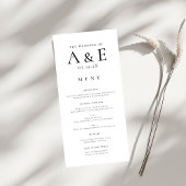 Modern zwart-wit koppels Monogram bruiloft Menu
