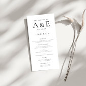 Modern zwart-wit koppels Monogram bruiloft Menu