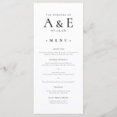 Modern zwart-wit koppels Monogram bruiloft Menu (Voorkant)
