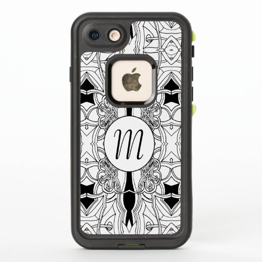 Modern Zwart-wit Kunstwerkontwerp w/Monogram (Achterkant)