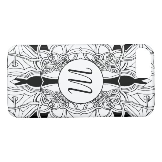 Modern Zwart-wit Kunstwerkontwerp w/Monogram Case-Mate iPhone Case (Achterkant (Horizontaal))