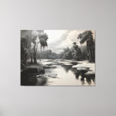 Modern zwart-wit landschapsschilderij canvas afdruk (Voorkant)