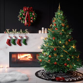 Modern Zwart-wit Laurel Family Initiaal Kerstboom Rok