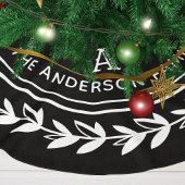 Modern Zwart-wit Laurel Family Initiaal Kerstboom Rok