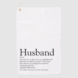 Modern zwart-wit leuk definitie voor echtgenoot golfhanddoek