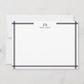 Modern zwart-wit lijn grens monogram notitiekaartje (Voorkant)