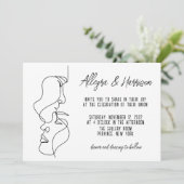 Modern Zwart Wit Lijn Kunst Typografie Bruiloft Kaart (Staand voorkant)