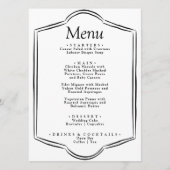 Modern zwart-wit Lijst Retro Diner Trouwen Menu (Voorkant)