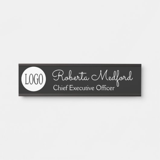Modern zwart-wit logo deur bord naamplaat (Voorkant)