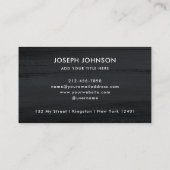 Modern Zwart Wit Logo Donkergrijs Borstel QR Code Visitekaartje (Achterkant)