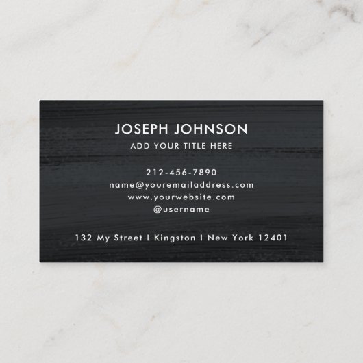 Modern Zwart Wit Logo Donkergrijs Borstel QR Code Visitekaartje (Achterkant)