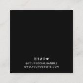Modern zwart-wit Logo oormerk — juwelen Vierkante Visitekaartje (Achterkant)