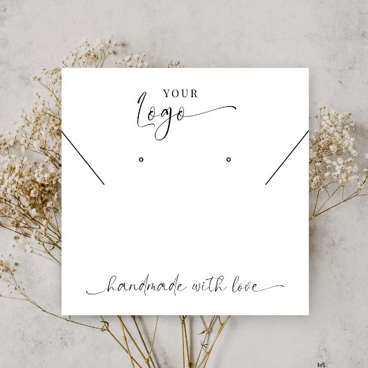 Modern zwart-wit Logo oormerk — juwelen Vierkante Visitekaartje