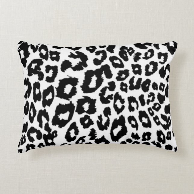 Modern zwart-wit luipaardprint  accent kussen (Voorkant)