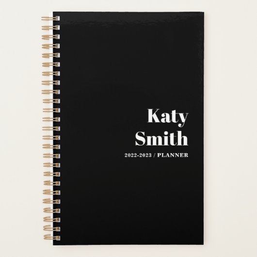 Modern Zwart Wit Maandelijks Wekelijks Begin Op El Planner (Voorkant)