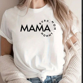 Modern Zwart & Wit Mama Mama Bruh T-shirt