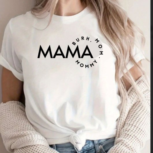 Modern Zwart & Wit Mama Mama Bruh T-shirt