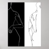 Modern zwart-wit Man en vrouwencontour Poster (Voorkant)